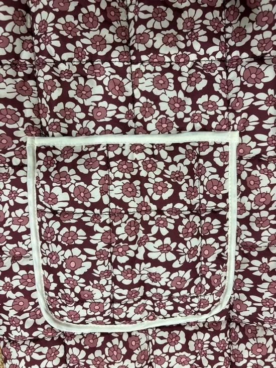 Cropped Quilted Puffer Jacket in Plum Floral - Picture 3 of 3